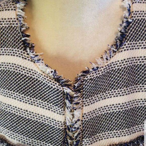 Kie & Kate Couture Woven Ruffled Frill Jacket Sz M, Navy & Cream - Picture 5 of 12
